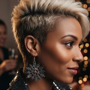 HANDCRAFTED Snowflake Pierced Earrings HANDPAINTED Holiday Jewelry Accessories